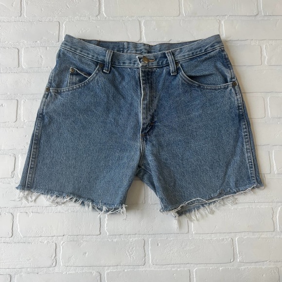 Wrangler Shorts Wrangler Cut Off Distressed Light Blue Denim Dad